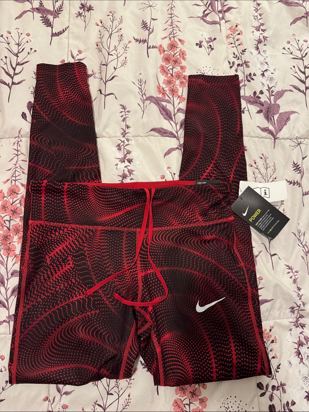 Nike Red & Black Swirl Performance Leggings